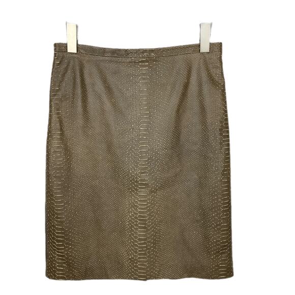 BCBGMAXAZRIA Leather Snakeskin Print A Line Skirt - Women's Size 6 - Picture 1 of 7